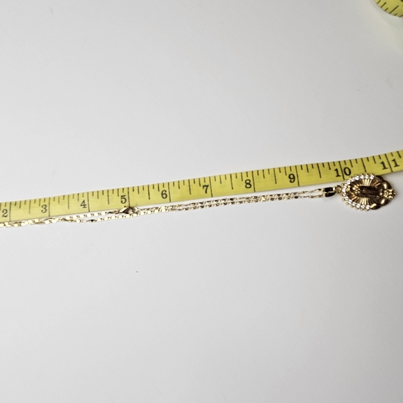 Rhinestone Mary Image Oval Pendent and Chain Necklace - Picture 6 of 6